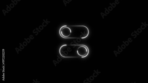 The switch changes from off and on with the button animation on a black background.