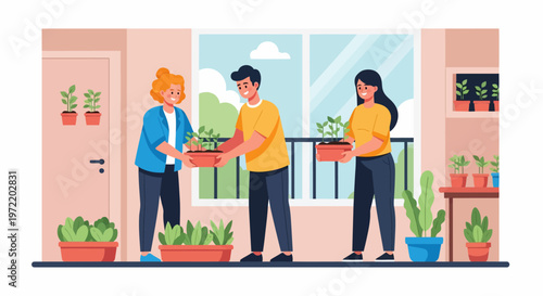 People with house plants.