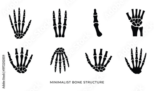 Set of minimalist bone structure icon in flat style isolated on transparent background