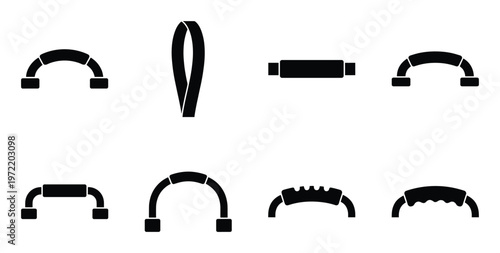 Variety of handles and grips illustrations vector collection on transparent background