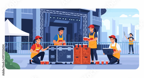 Workers moving heavy equipment.