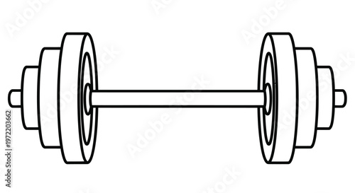 Simple black and white illustration of a standard barbell weightlifting tool