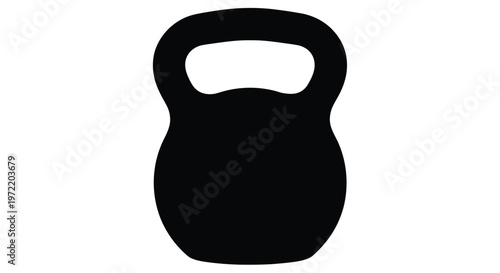 Black silhouette of a kettlebell a weightlifting tool isolated on a white background
