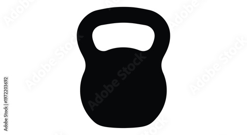 Black silhouette of a kettlebell isolated on a stark white background