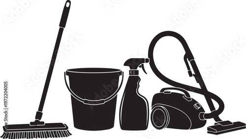 Cleaning tools and equipment for household chores and maintenance work