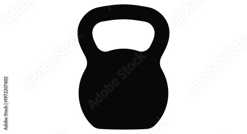Black silhouette of a kettlebell against a plain white background