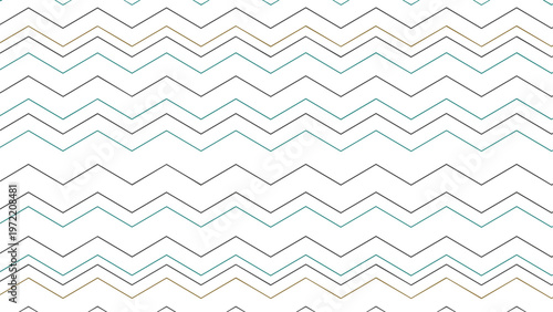 Minimalist zigzag or chevron pattern consisting of thin colored lines in a repeating wave formation on a clean white background for modern design.