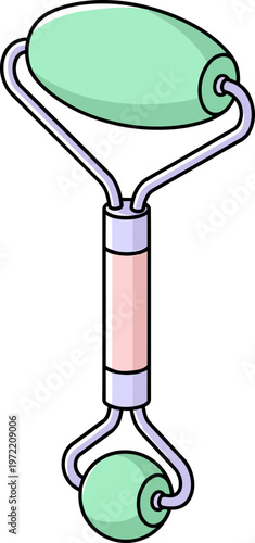 Jade Roller for Facial Massage and Skincare Vector Illustration