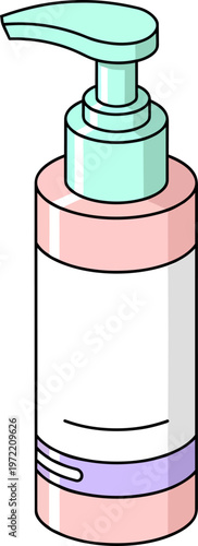 Minimalist Cosmetic Pump Bottle Illustration for Beauty and Skincare