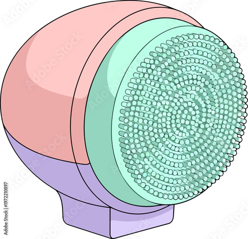 Electric Facial Cleansing Brush with Silicone Bristles Vector Illustration