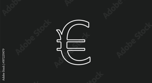 Minimalist Euro Symbol Icon on Dark Background for Finance.