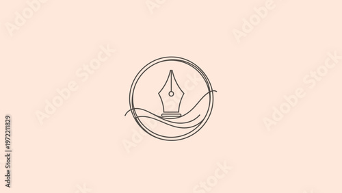 Minimalist Pen Nib Logo Design on Cream Background for Branding.