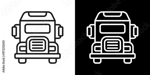 Truck Icon Of Line Black And White Style
