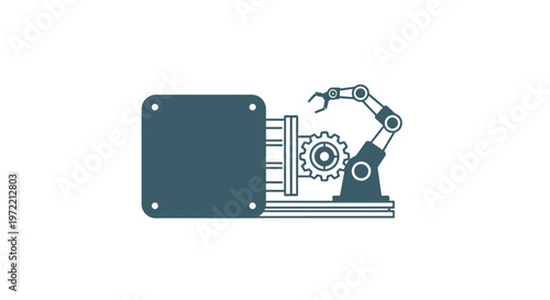 Robotic Arm and Gear System - Modern Industrial Automation Concept.
