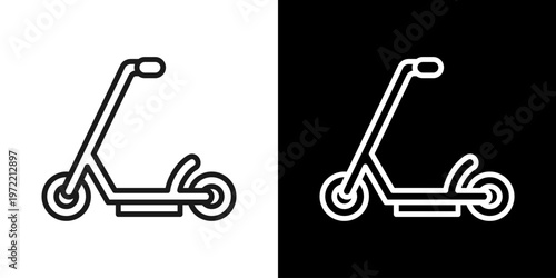Scooter Icon Of Line Black And White Style