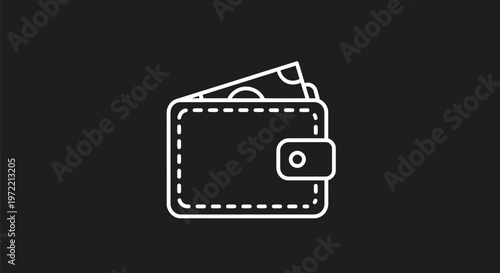 Minimalist Wallet Icon with Cash Showing Financial Transactions.