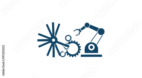 Robotic Arm and Gears - Industrial Automation and Technological Innovation.