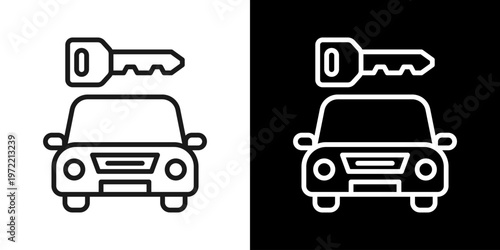 Car Rental Icon Of Line Black And White Style