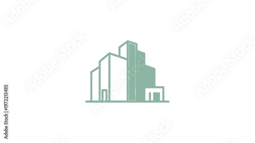 Simple architectural illustration of a modern building design on white background.