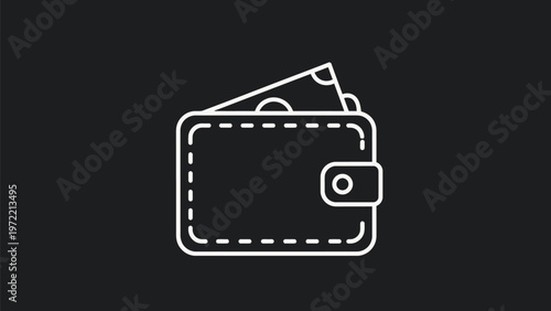 Minimalist Wallet Icon with Cash Symbolizing Financial Transactions.