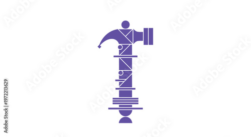 Purple Hammer Icon - Symbolic Representation of Construction and Repair.