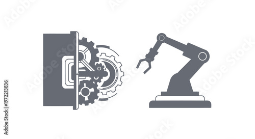 Robotic Arm and Gears Representing Automation and Technological Advancement.