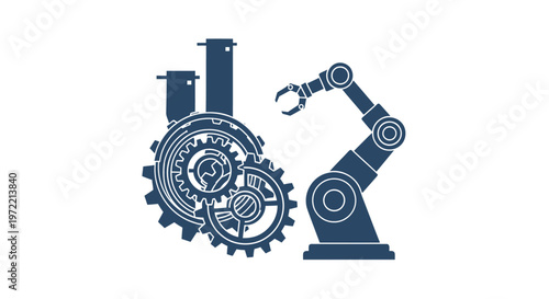 Robotic Arm and Gears Representing Automation and Technological Advancement.