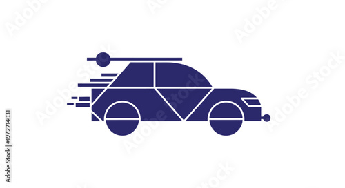 Modern Blue Car Illustration Depicting Speed and Motion.