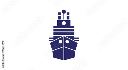 Modern Blue Cruise Ship Illustration on White Background.
