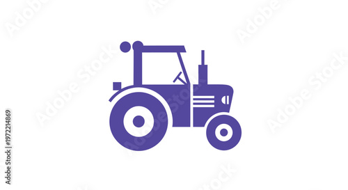 Purple Tractor Illustration on White Background for Farming and Agriculture.