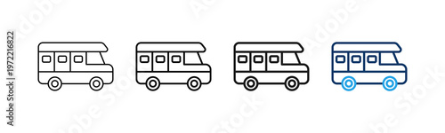 Camper Van Different Set Vector Icon