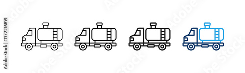 Tanker Truck Different Set Vector Icon