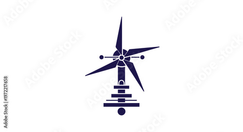 Modern Wind Turbine Illustration on White Background, Renewable Energy.