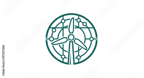 Modern Wind Turbine Icon Depicting Renewable Energy and Sustainability.