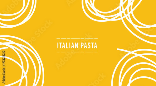 Abstract background with white pasta lines on yellow background