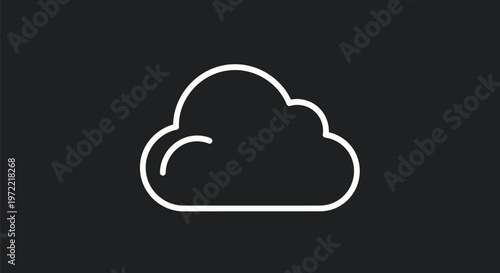 Simple White Cloud Icon on Black Background for Design.