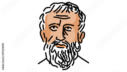 Sophocles portrait, flat vector illustration