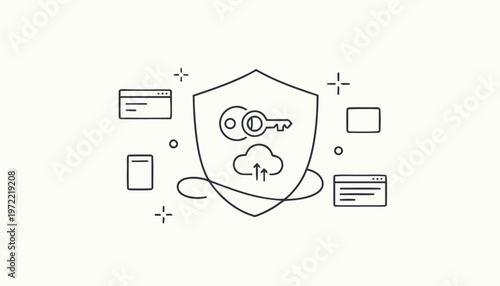 Secure Cloud Data Protection and Online Safety Concept Illustration.