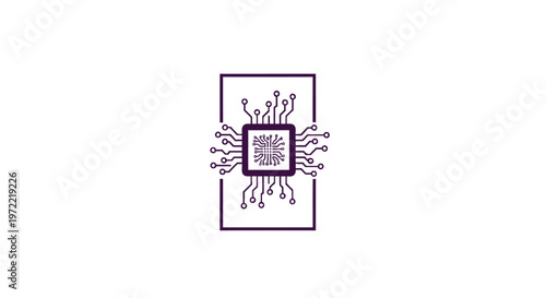 Modern Microchip Icon - A Simple Digital Processor Symbol.