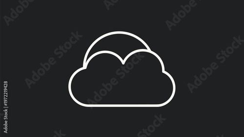 Simple White Cloud Icon on Black Background for Design.
