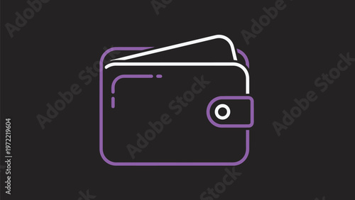Modern Minimalist Wallet Icon on Dark Background for Finance.
