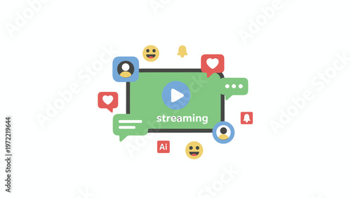 Online Streaming Platform with Social Media Icons and Play Button.