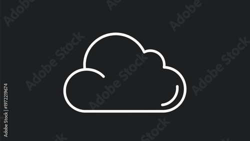 Simple White Cloud Icon on Black Background for Design.