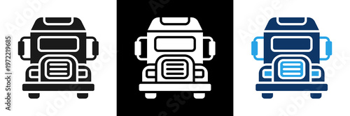 Truck Icon Set Glyph Vector Illustration