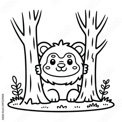 A cheerful cartoon rabbit happily nibbling on a carrot in a garden isolated on white background, Vector