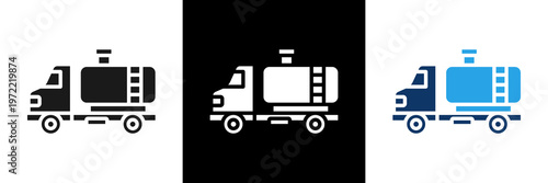 Tanker Truck Icon Set Glyph Vector Illustration