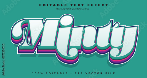 Minty editable text effect in modern trend style