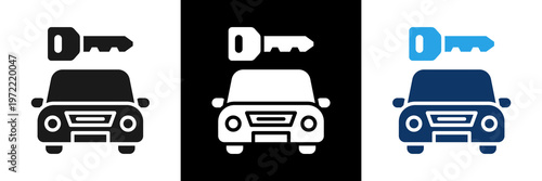 Car Rental Icon Set Glyph Vector Illustration