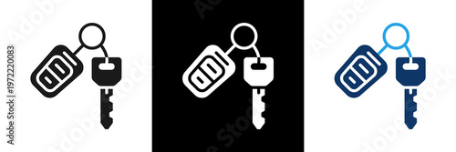 Car Key Icon Set Glyph Vector Illustration