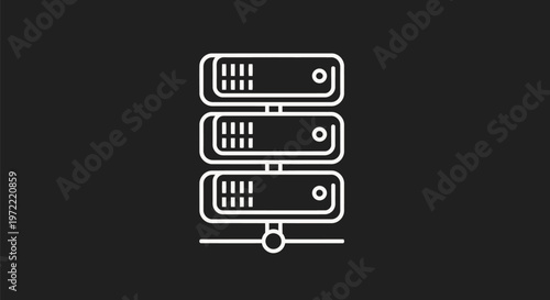 Modern Data Server Rack Icon Depicting Information Technology.